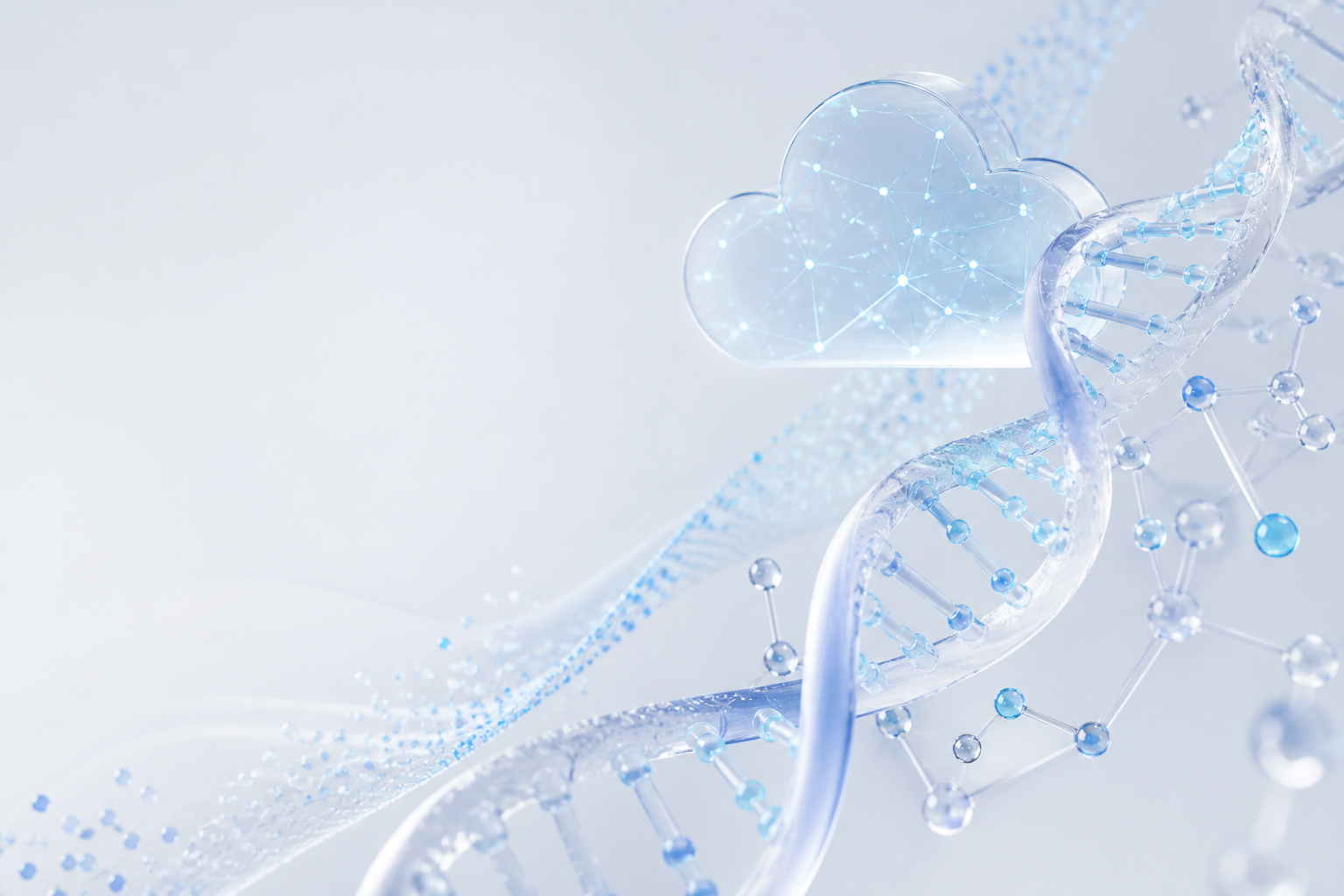 DNA、分子结构与云端计算网络组成的生信科技视觉