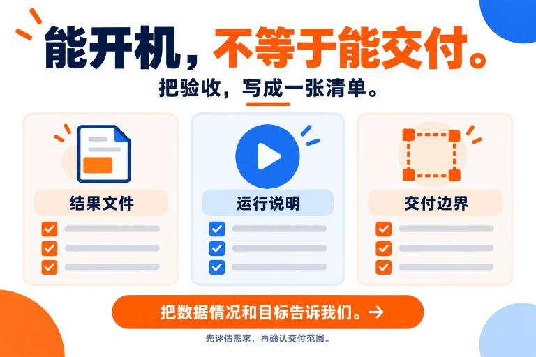 别只验收“能开机”：分析服务交付前，问清这三件事：账号能用不等于分析完成。结果文件、运行依据和服务边界，是采购分析服务时应提前确认的三件事，帮你把“做完了”变成可以核对的清单。